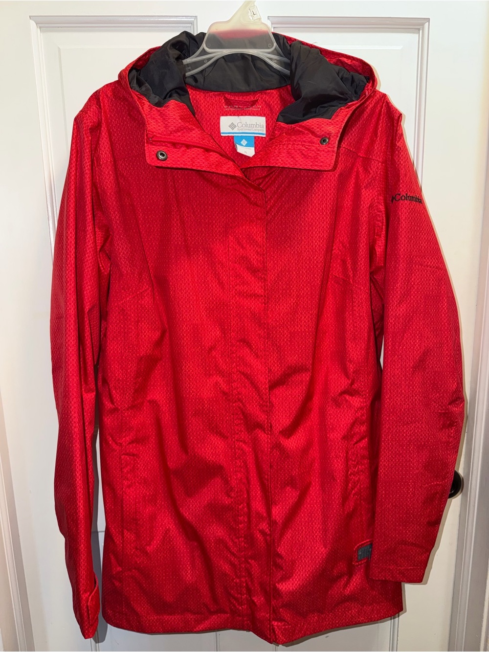 Columbia Women's Red Hooded Rain Jacket - Sz XL